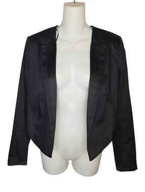 Kate Young for Target Black Cropped Blazer Jacket with Leopard Print Lining, Siz